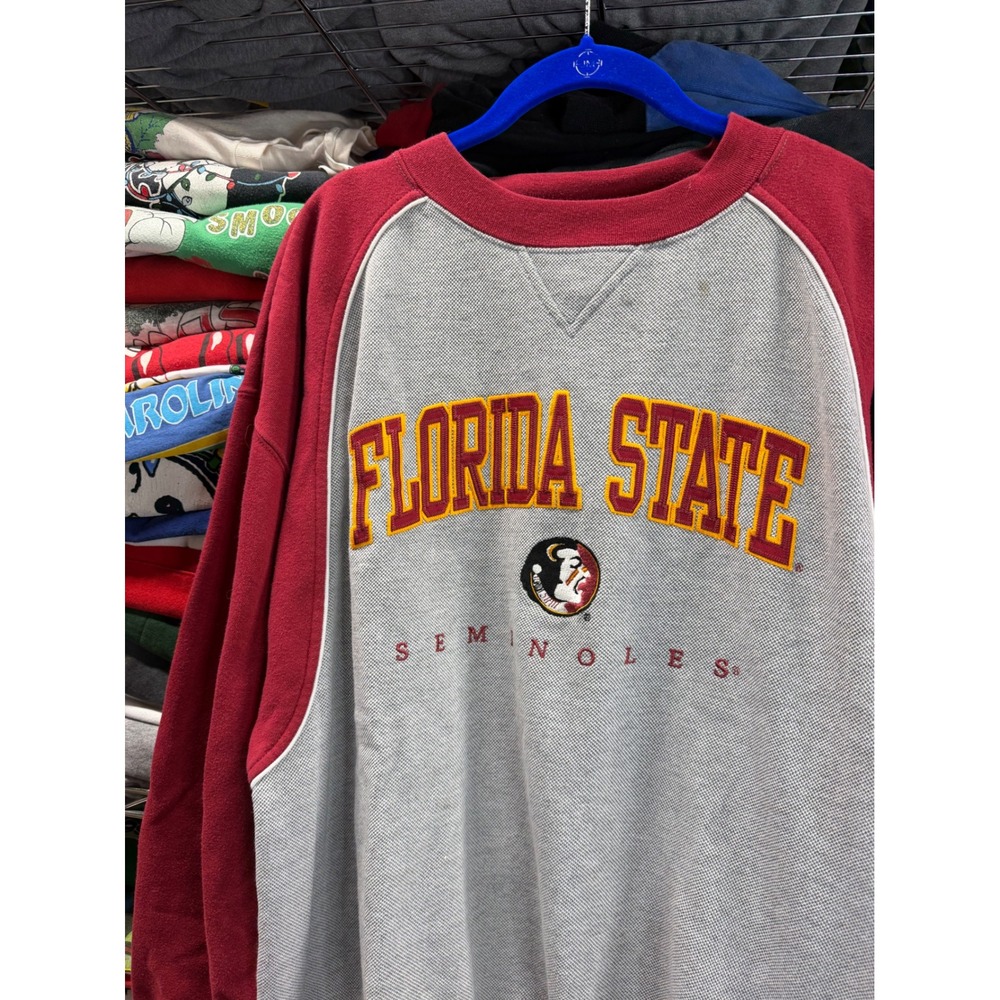 Vintage 90s Florida State Seminoles Raglan Sweatshirt Grey Burgundy Mens L 6829
